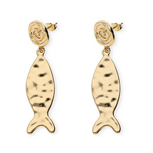 Trendy Ohrringe&nbsp;/&nbsp;Ohrstecker Spirale & Fisch mit Rostfrei Stahl-Stecker Gold