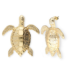Trendy Ohrringe&nbsp;/&nbsp;Ohrstecker Schildkr&ouml;te mit Rostfrei Stahl-Stecker Gold