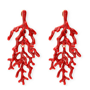 Trendy Ohrringe&nbsp;/&nbsp;Ohrstecker Enamel Koralle mit Rostfrei Stahl-Stecker Gold-dark red