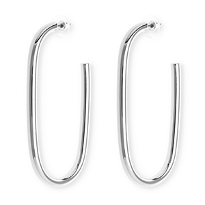 Statement Ohrringe&nbsp;/&nbsp;Ohrstecker Oval mit Rostfrei Stahl-Stecker Silver