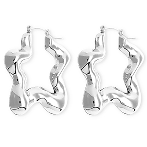 Statement Ohrringe&nbsp;/&nbsp;Creolen Stern mit Rostfrei Stahl-Stecker Silver