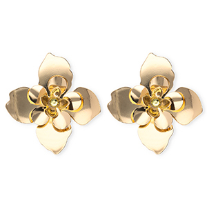 Statement Ohrringe&nbsp;/&nbsp;Ohrstecker Blume mit Rostfrei Stahl-Stecker Gold