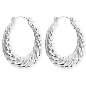 Statement Ohrringe&nbsp;/&nbsp;Creolen Verdreht mit Rostfrei Stahl-Stecker Silver