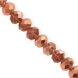 Top Glas Facett Perlen 12x9&nbsp;mm Rondellen Rose gold-pearl shine coating