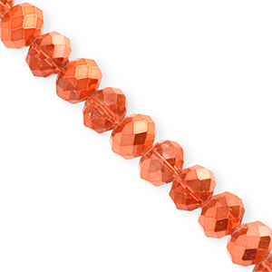 Top Glas Facett Perlen 12x9&nbsp;mm Rondellen Coral orange-pearl shine coating