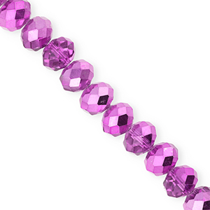 Top Glas Facett Perlen 12x9&nbsp;mm Rondellen Orchid purple-pearl shine coating