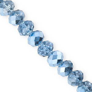 Top Glas Facett Perlen 12x9&nbsp;mm Rondellen Blue-pearl shine coating