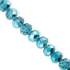 Top Glas Facett Perlen 12x9&nbsp;mm Rondellen Teal blue-pearl shine coating