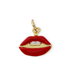Brass TQ Metall Anh&auml;nger Kiss Gold-red-white