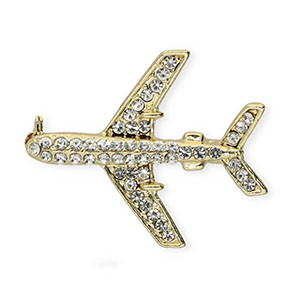 Broschen Flugzeug mit Strass Gold-crystal