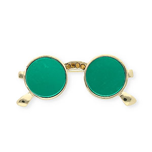 Broschen Sonnenbrille mit Strass Gold-green