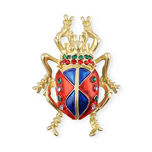 Broschen K&auml;fer mit Strass Gold-red-blue-green
