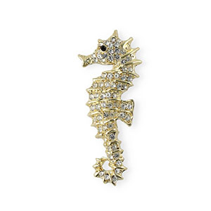 Broschen Seepferdchen mit Strass Gold-crystal-black