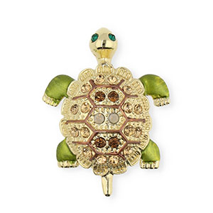 Broschen Schildkr&ouml;te mit Strass Gold-crystal-green