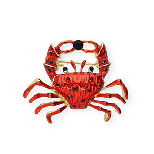 Broschen Krabbe mit Strass Gold-red-black