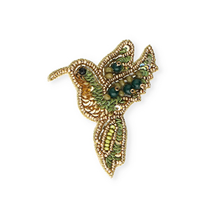 Broschen Kolibri Gold-olive green-dark green