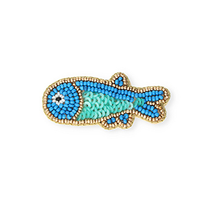 Broschen Fisch Gold-blue-turquoise