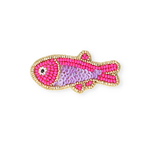 Broschen Fisch Gold-neon azalea pink-purple