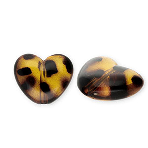 Acrylperlen Herz mit Leopard-Print Transparent amber brown