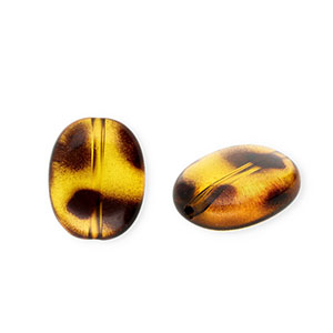 Acrylperlen Oval mit Leopard-Print Transparent amber brown