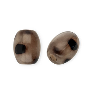 Acrylperlen Oval mit Leopard-Print Beige brown-dark brown