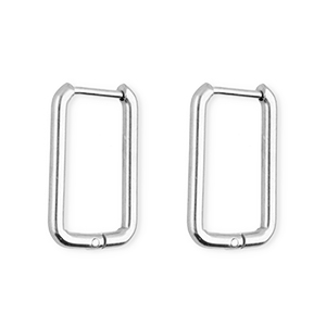 Ohrringe aus rostfreiem Edelstahl / Creolen Rechteck Silver
