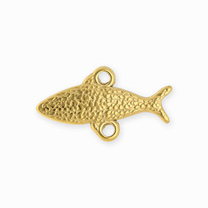 BY31&reg; Rostfreier Edelstahl Schmuckzubeh&ouml;r Zwischenst&uuml;ck Fisch mit 2 &Ouml;sen Gold