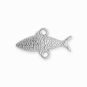 BY31&reg; Rostfreier Edelstahl Schmuckzubeh&ouml;r Zwischenst&uuml;ck Fisch mit 2 &Ouml;sen Silver