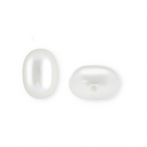 Imitationsperlen Oval vertikales F&auml;delloch White