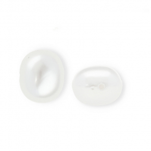 Imitationsperlen Oval vertikales F&auml;delloch White