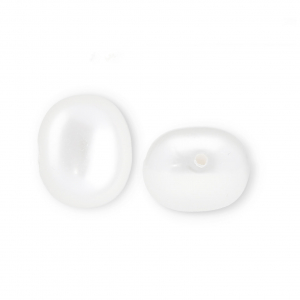 Imitationsperlen Oval vertikales F&auml;delloch White