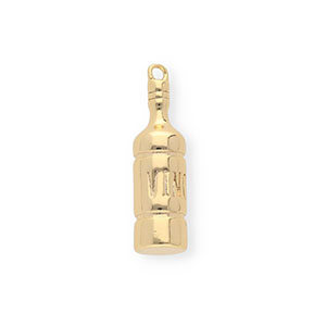 BY31&reg; Eco-brass (nachaltiges Messing) Anh&auml;nger Weinflasche Gold