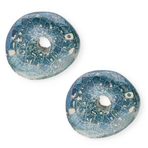 DQ Griechische Keramik Perlen Donut Mosaik Brisk blue-off white-lila