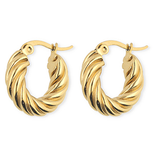BY31&reg; Ohrringe aus rostfreiem Edelstahl / Creolen Twisted Gold