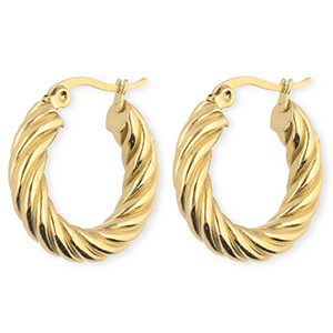 BY31&reg; Ohrringe aus rostfreiem Edelstahl / Creolen Twisted Gold
