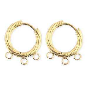 BY31&reg; Schmuckzubeh&ouml;r aus rostfreiem Edelstahl Ohrringe / Ohrstecker Twisted mit 3 &Ouml;sen Gold