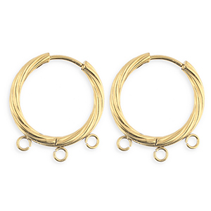 BY31&reg; Schmuckzubeh&ouml;r aus rostfreiem Edelstahl Ohrringe / Ohrstecker Twisted mit 3 &Ouml;sen Gold