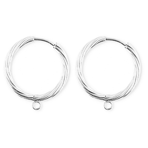 BY31&reg; Schmuckzubeh&ouml;r aus rostfreiem Edelstahl Ohrringe / Ohrstecker Twisted mit &Ouml;se Silver