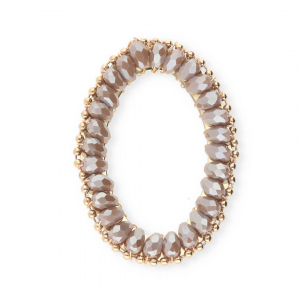 Top Facett Anh&auml;nger Oval Taupe brown-pearl shine coating-gold