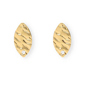 Rostfreier Edelstahl Schmuckzubeh&ouml;r Ohrringe / Ohrstecker Oval mit &Ouml;se Gold