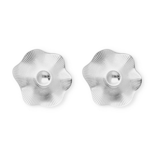 Stainless Steel - Rostfrei Stahl Schmuckzubeh&ouml;r Ohrringe&nbsp;/&nbsp;Ohrstecker Blume mit &Ouml;se Silver
