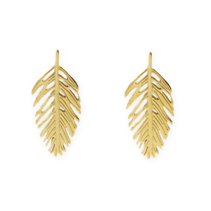 Stainless Steel - Rostfrei Stahl Schmuckzubeh&ouml;r Ohrringe&nbsp;/&nbsp;Ohrstecker Blatt mit &Ouml;se Gold