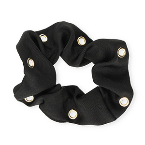 Scrunchie-Stoff Haargummi Seidig mit Augen Black-gold