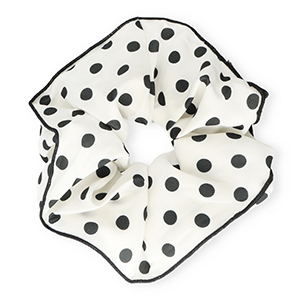 Scrunchie-Stoff Haargummi XL Dots White-black
