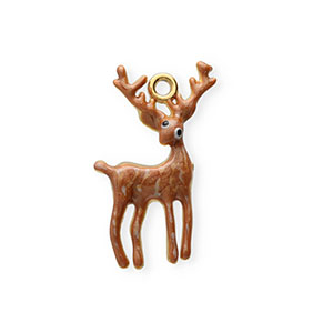 Anh&auml;nger aus rostfreiem Edelstahl mit Enamel, Rentier Gold-brown