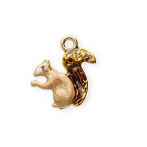 Anh&auml;nger aus rostfreiem Edelstahl mit Enamel, Eichh&ouml;rnchen Gold-brown