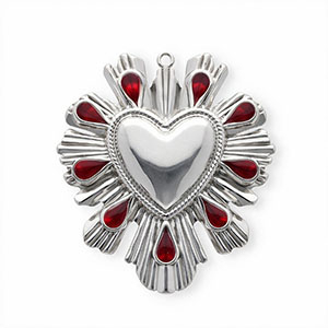 Anh&auml;nger aus rostfreiem Edelstahl mit Enamel, Herz Silver-red