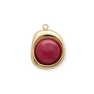 Anh&auml;nger aus rostfreiem Edelstahl mit Jade, Organic Oval Gold-magenta purple