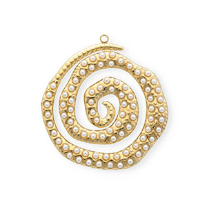 Anh&auml;nger aus rostfreiem Edelstahl, Spirale mit Imitations-Perlen Gold-white