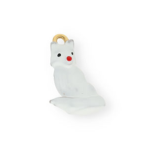 Anh&auml;nger aus rostfreiem Edelstahl mit Enamel, Hund Gold-white-red